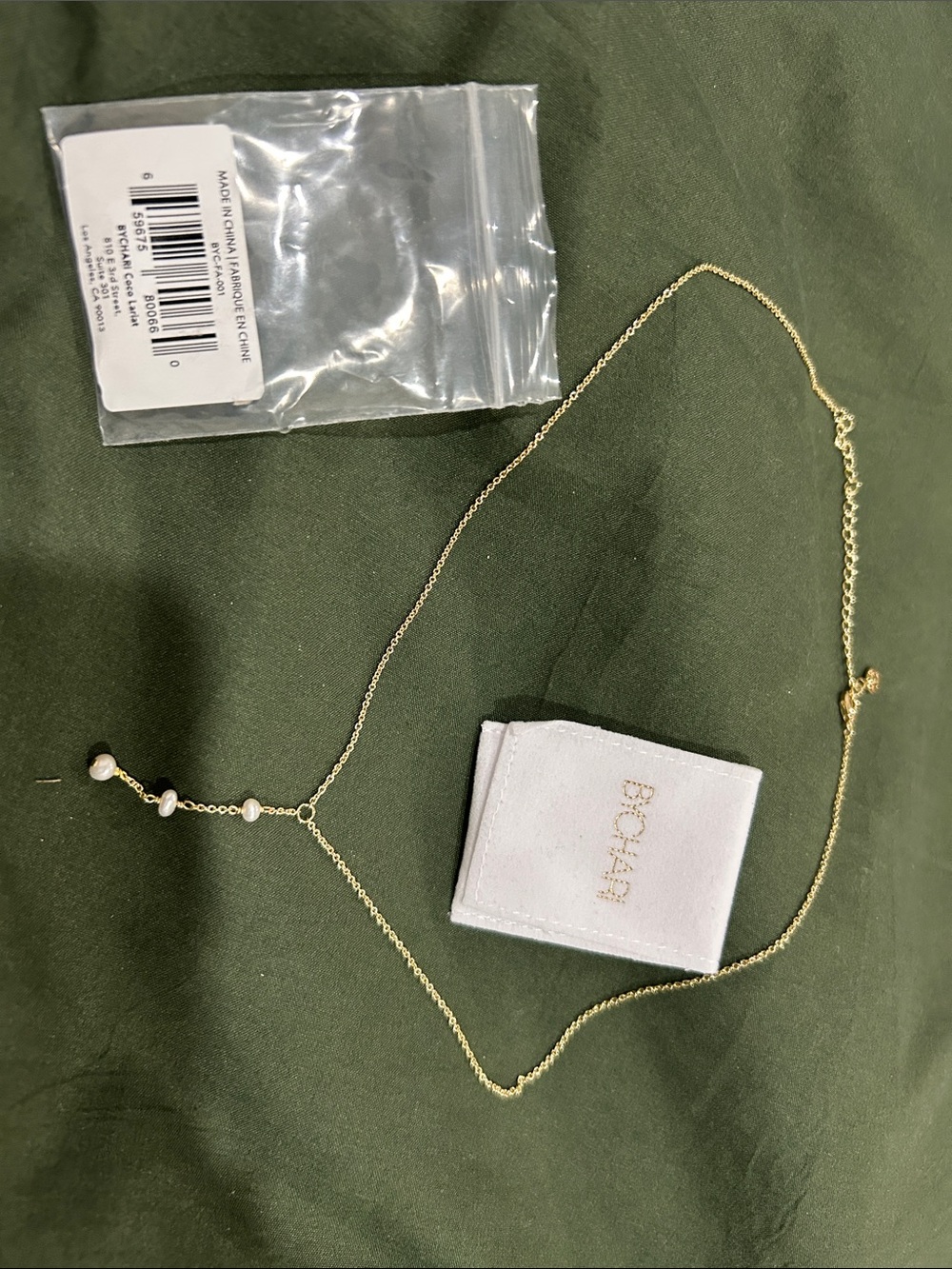 BYCHARI Gold Pearl Drop Y Necklace with White Pearls
